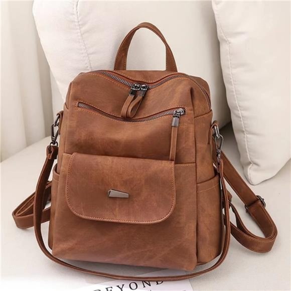 PU Leather Backpack Purse for Women  Multipurpose Handbag  Shoulder Bags Brown main image 4